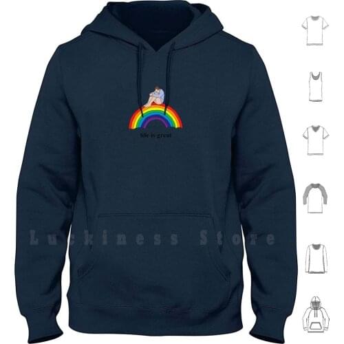 Life Is Great hoodies Ironic Sarcastic Life Sucks Life Is Great Funny Weird Rainbow