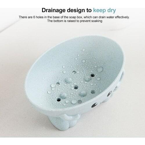Cute Cartoon Soap Dish Travel Shower Storage Holder Countertop Non Slip For Bathroom Kids Wheat Straw Container Home Drain Tray