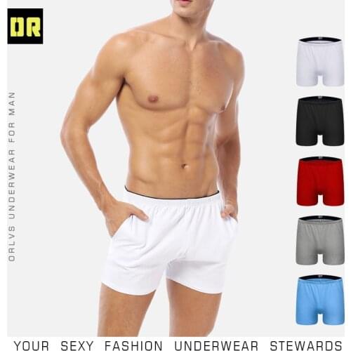 ORLVS Brand Comfortable Underwear Men Boxers Cotton Quick Dry Breathable Cueca Tanga Men Shorts Male Sleepwear Solid Boxers Mesh