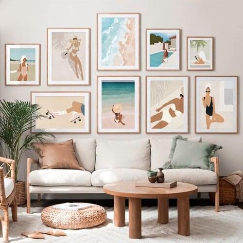 Boho Beach Sexy Woman Watercolor Abstract Wall Art Canvas Painting Nordic Posters And Prints Wall Pictures For Living Room Decor