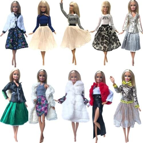 NK 1x Mix Doll Coat Winter Flannel Coat Furry Robe Dress Clothes for Barbie Doll Accessories Lot Color Outfit L3 JJ