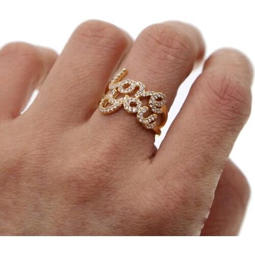 2019 New Fashion Hot Fashion Exquisite Brass cz Love Letters lover gift Ring Women Simple Cute Love Ring Jewellery Feminino