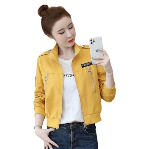 New Spring Autumn Womens Coat Zipper Jacket Long Sleeve Casual Basic Short Jacket Female Windbreaker Fashion Outwear Plus Size