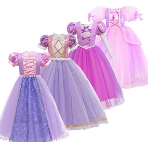 3-10 Years Children Princess Dress Girls Sofia Rapunzel Dress Kids Cosplay Costume Baby Girl Birthday Party Carnival Costume
