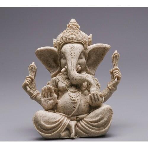 Sandstone Ganesha Buddha Elephant Statue Sculpture Handmade Elephant Figurine Home Decoration Accessories
