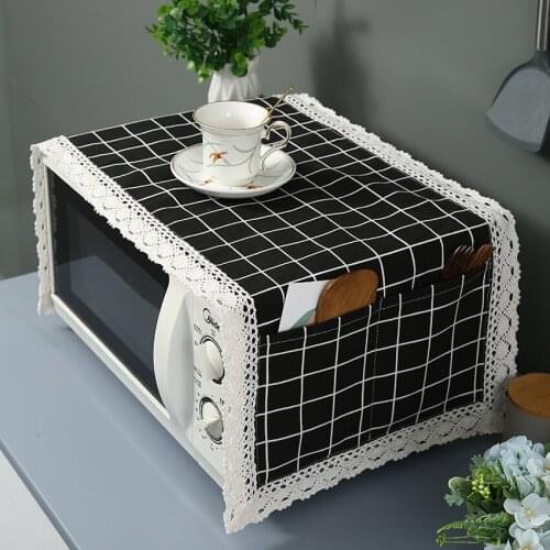 Geometric Printing Dustproof Cover Nordic Style Retro Cotton Linen Washing Machine Refrigerator Microwave Oven Decoration