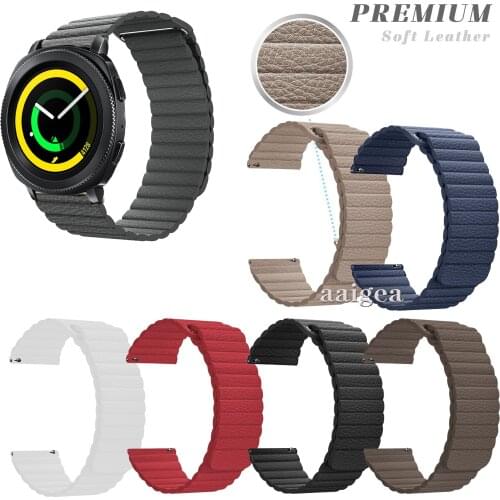 20mm 22mm Leather Loop Magnetic Band Strap For Samsung Gear Sport S4 for Samsung Active 2 /Watch3 41mm Replacement strap