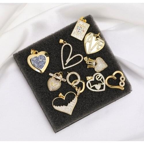 Juya DIY Gold Luxury Accessories Pendant Love Hearts Charms For Handmade Valentines Day Gift Jewelry Making Components