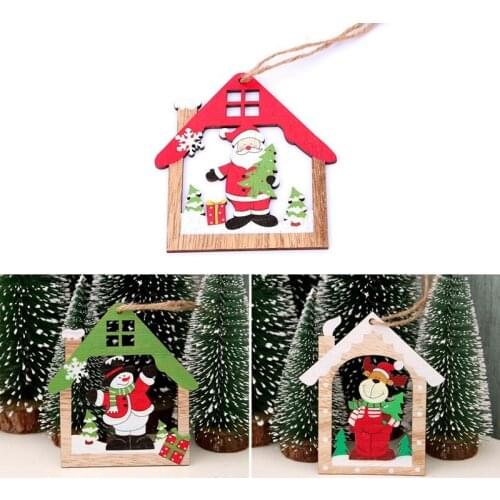 Christmas decorations wooden craft hollow small pendant creative home holiday accessories