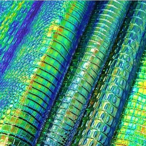 10 yards*137cm roll Crocodile PU Leather Fabric laser bronzing leather material decoration holographic artificial leather
