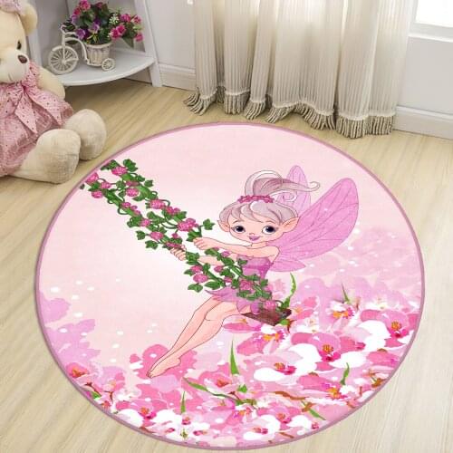 Gray Round Kids Room Rug clock numbers girl heart educational carpet