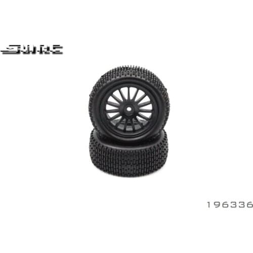 SNRC DK4 196336 4WD FRONT TYRE AND RIM HEX 12MM, 15 SPOKES, 90 * 36 MM (2) - BLACK