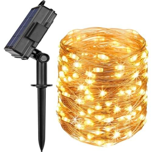 Replace Battery Solar LED String Light Outdoor Copper Wire Holiday Christmas Party Fairy Garland Garden Waterproof 8 Mode Light