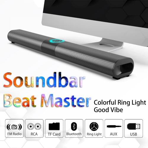 TWS Bluetooth Speaker Wirless Sound Bar Speakers For TV For Computer Music Center Wall Columns Subwoofer with Radio TF Light USB