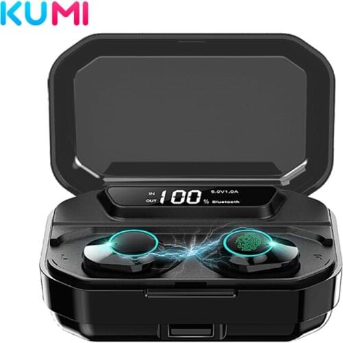 KUMI T3S 3500mAh Charging Box TWS Bluetooth Earphone True Wireless LED Waterproof Sports HiFi Stereo Bass In Ear Earbuds