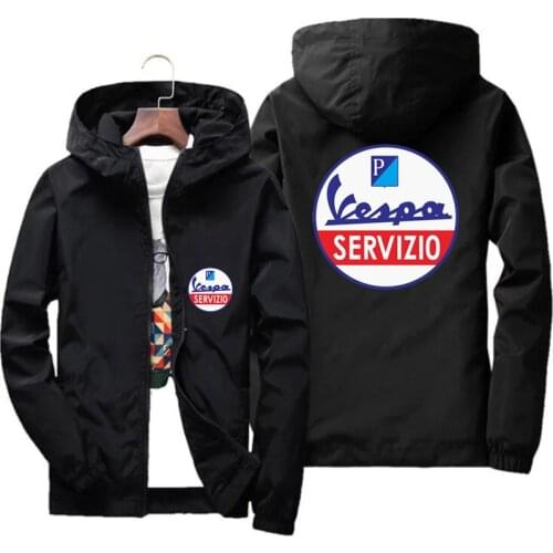 2021 Spring Autumn New Vespa Servizio Motorcycle Mens Street Windbreaker Hoodie Zipper Thin Jacket Men Casual Jacket Oversized