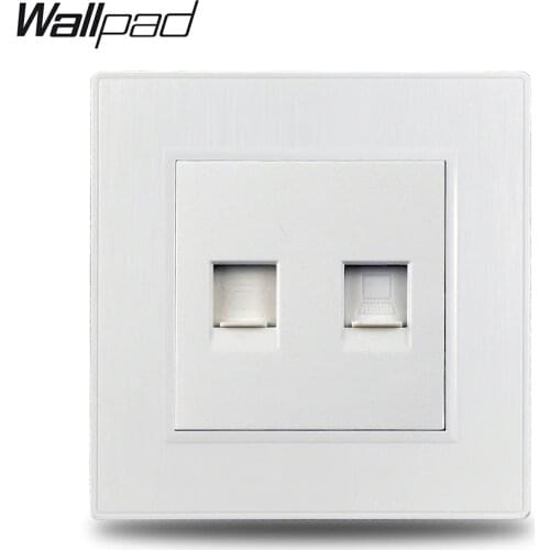 Wallpad S6 White Telephone RJ11 Internet Data RJ45 CAT6 Wiring Outlet Wall Socket Brushed PC Plastic
