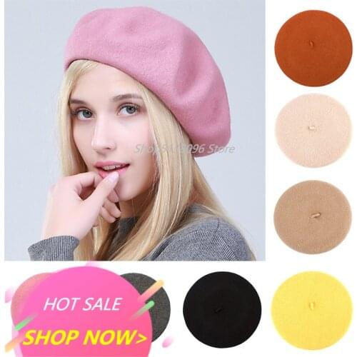 Womens Beret Hat Fashion Solid Warm Wool Berets for Women Candy Color Cashmere French Artist Beanie Beret Hats for Girls