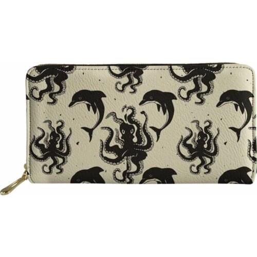 Noisydesigns Octopus Printed Women Wallets Ladies Cluth Thin Purse Long for Females Cash Phone Holder Cute Coin Change Pocket