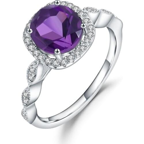 Gems Ballet 2.04Ct Natural Amethyst Gemstone Rings For Women Genuine 925 Sterling Silver Ocean Waves Purple Ring Fine Jewelry