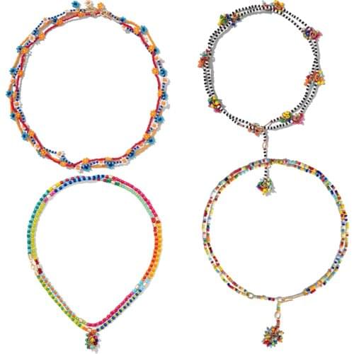 Vsco korean style bijoux femme collier collar accesorios mujer women pendant wicca seed beaded necklace long necklace jewelry