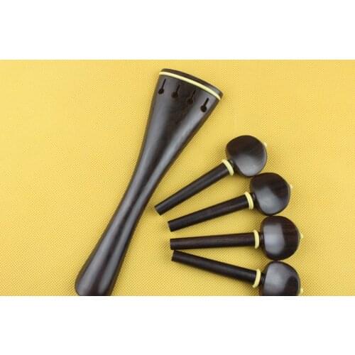 1 set new top 4/4 undyed ebony cello parts full size tailpiece four pegs