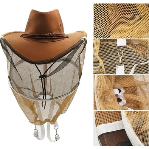 1pcs Thick Bee hat Protect safety Anti Bee Face Mask Hat Beekeeping Protector Cap Beekeeper Fly Insect Net Cowboy c50