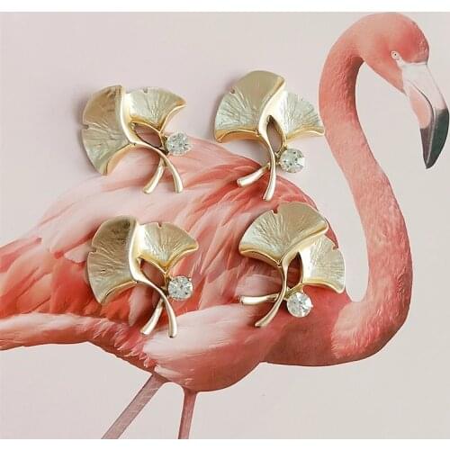 10 pcs/lot Rhinestone Ginkgo Leaf Sub-gold Alloy Accessories DIY Creative Alloy Choker Leaf Hair Accessories Jewelry Handmade