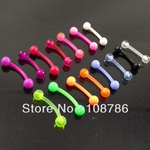 10pcs/lot Wholesale 16G flexible eyebrow ring soft with ball cone eye rings pure colors body piercing jewelry free shipping