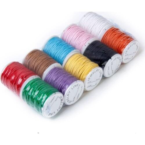 10x Mixed Color 8M Waxed Cotton Cord String 1mm For Macrame Beading DIY Making