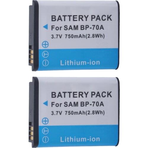 2PCS BP-70A BP70A Battery for Samsung ST95 ST100 ST6500 SL50 SL600 TL205 WB30F WB35F DV150F ES65 ES67 MV800 PL80