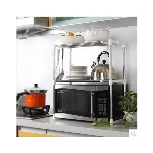2-Tier Adjustable Microwave Oven Rack Organizer Kitchen Rack Multifunctional Kitchen Storage Shelf Bathroom Shelf Shoes Shelf