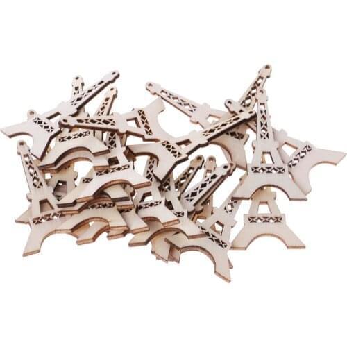 25pcs Cut Wood Embellishment Wooden Eiffel tower Shape Craft Wedding Deco 85DA