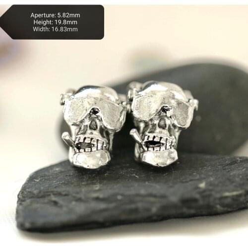 3Pcs/lot Nordic Spartan beads Viking warrior hell boy skull diy keychain beaded braided rope beads ZHZ-04