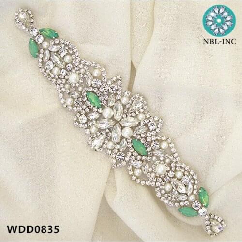 30PCS )Wholesale bridal hand beaded sewing crystal rhinestone applique iron on for wedding dresses WDD0835