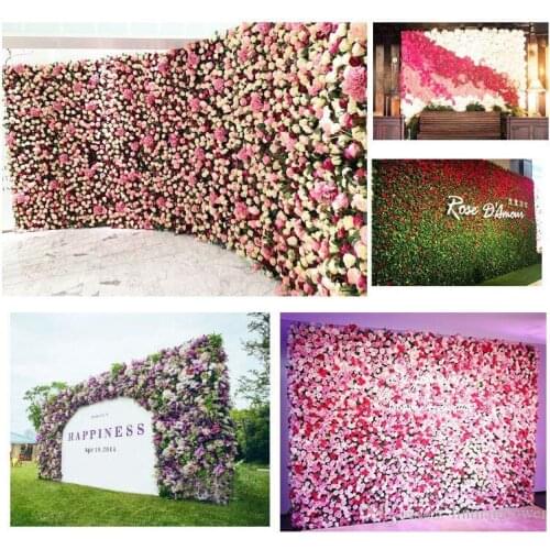 40x60cm Customized Colors Silk Rose Flower Wall Wedding Decoration Backdrop Artificial Flower Flower Wall Romantic Wedding Decor