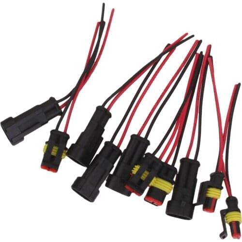 5 Kit 2 Pin Car Waterproof Electrical Connector With Wire AWG