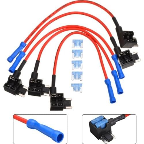 5PCS 15A Car Fuse Tap Adapter Blade Piggy Back Fuse Holder Adapter Kit Accessories Fuse Taps