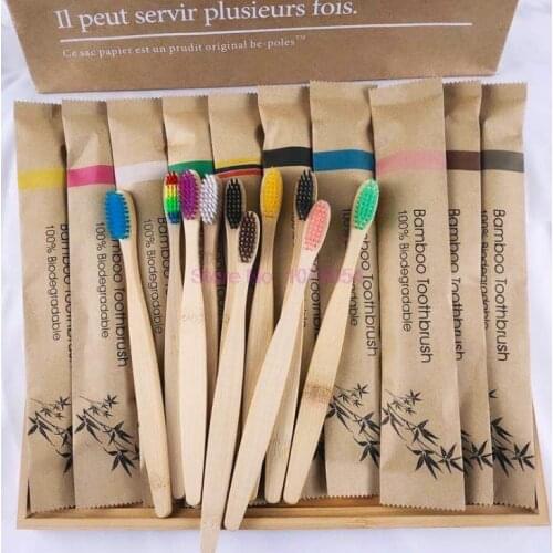 500pcs Natural Bamboo Toothbrush Set Soft Bristle Charcoal Teeth Whitening Bamboo Toothbrushes Soft Dental Oral Care