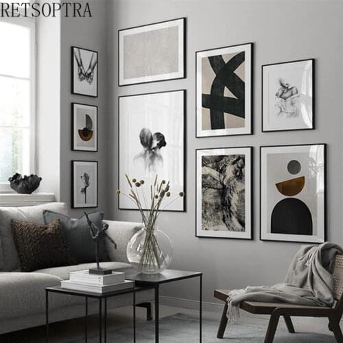 Abstract Simple Style Woman Decorative Picture Art Poster Black White Print Minimalist Wall Painting Modern Living Room Decor
