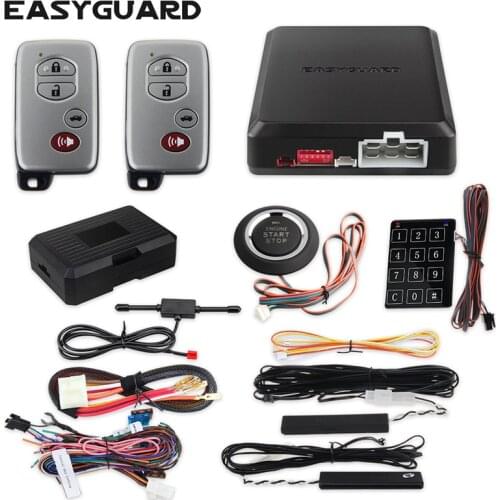 Good quality car alarm kit passive keyless entry immobilizer bypass, remote engine start/stop and push button start