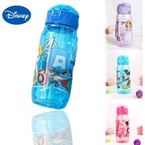Disney Mickey 2021 Mouse Cartoon Childrens Plastic Water Cup Student Portable Straw Cup Direct Drinking Water Bottle Leakproof