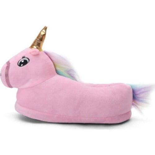 Kids Winter Flannel Soft Warm Pink Unicorn Baby Girls Shoes Childrens Boys Household Slippers