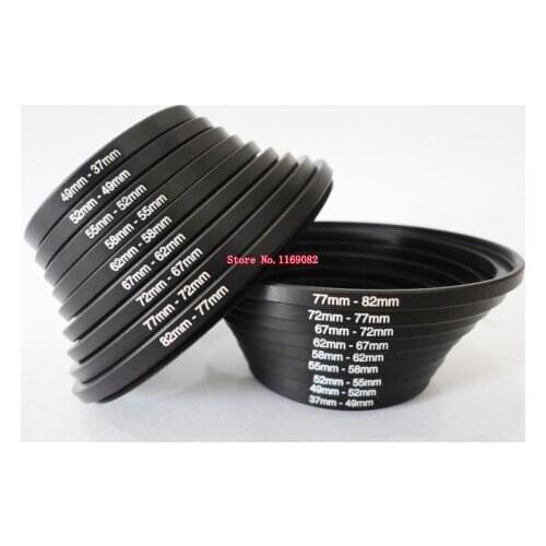 Lens Filter Step up + Step down Rings set 18pcs 37mm-82mm + 82mm-37mm For DSLR camera