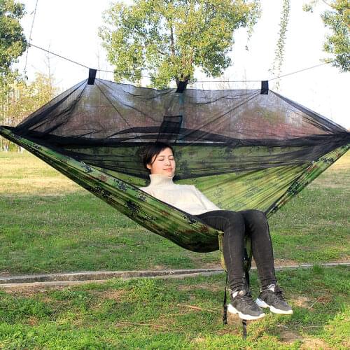Army Green Mosquito Net Hammock 260*140cm Outdoor furniture Nylon Parachute cloth
