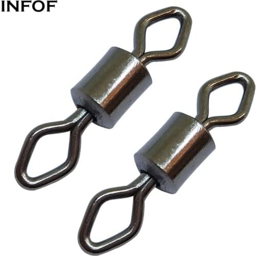 INFOF 200-pieces Fishing Swivels Rolling Swivel Diamond Eye Stainless Steel Feeder Carp Fishing Accessories Lure Hook Connector
