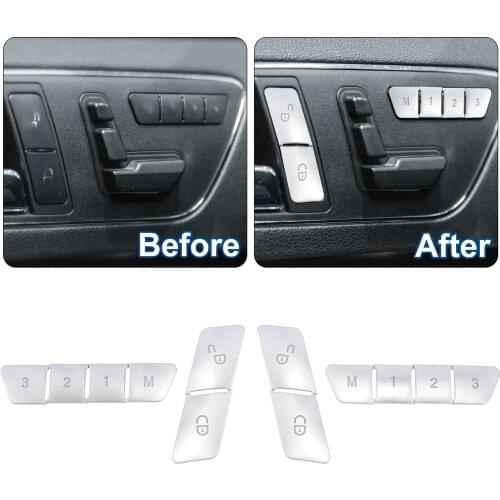 Uxcell Set Car Accessories Door Lock Unlock Adjustable Seat Button Cover Trim for Mercedes-Benz GLE550 GLE400 2016-2018