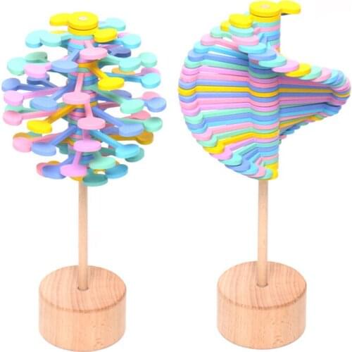 Creative wooden series decoration toys New rotating windmill Baby vision puzzle Spin lollipop Uncompressed gyro Colorful random