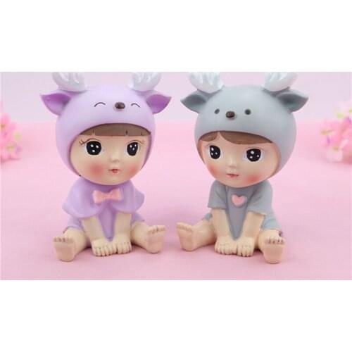 Doll Deer Car Ornaments Cartoon Prince Princess Birthday Cake Decoration Accessories Wedding Decoration Supplies Resin Crafts