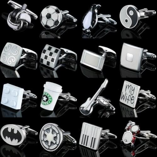 Mens Cufflinks White Enamel Guitar Coffee Cup Cuff Button High Quality French Shirt Cuffs Suit Accessories Wedding Jewelry Gif
